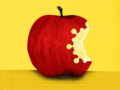Covid and education apple conceptual covid design editorial education illustration illustrator photoshop school vector yellow
