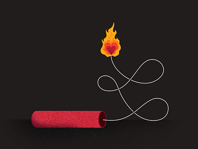 Explosive love conceptual design digital editorial flame geometric graphic heart icon illustration illustrator line love minimal minimalist photoshop red valentine vector