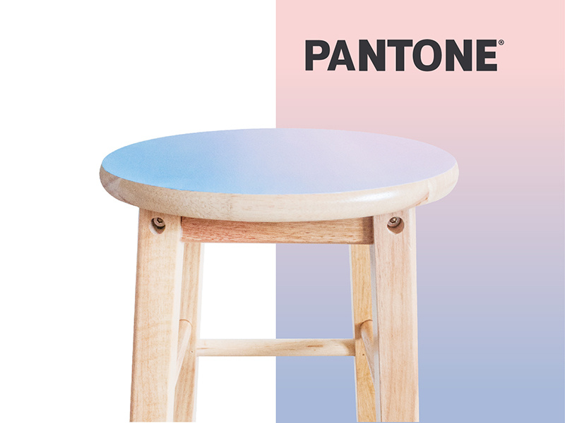 Painted Pantone Stool hand painted wood paint serenity quartz rose 2016 stool pantone