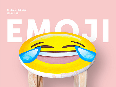 Hand Painted Emoji Stool acrylic art emoji hand painted handmade happy icon paint reactions stool tears wood