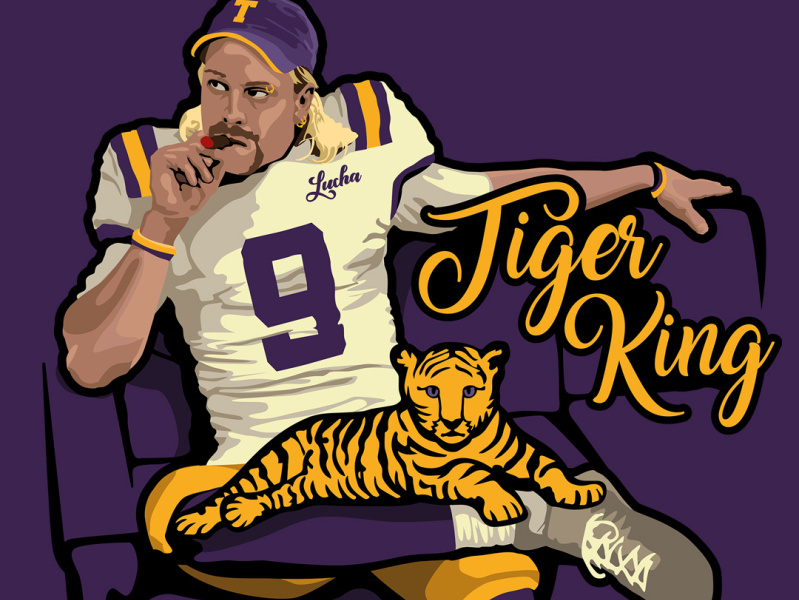 Joe Burrow Tiger King concept design football illustration joe exotic louisiana lsu national football league ncaa netflix nfl parody sports tiger tiger king zoo