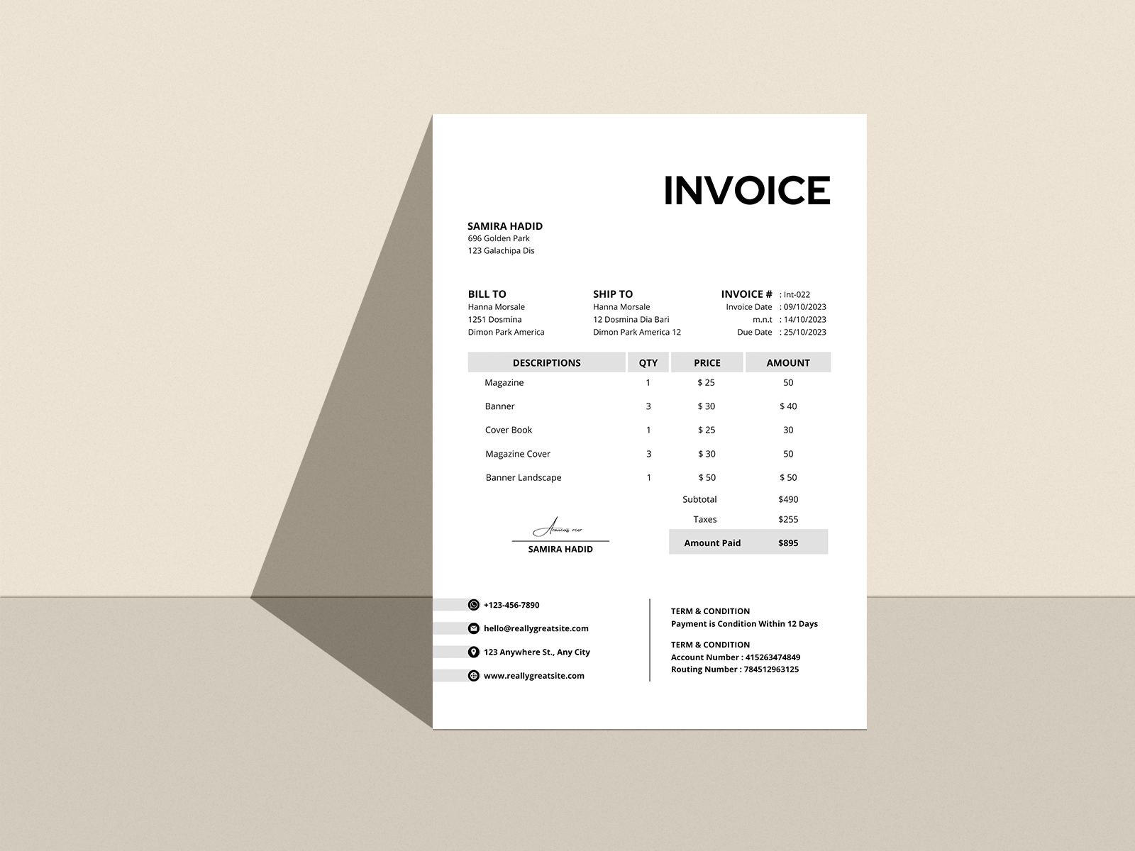 Simple Invoice page