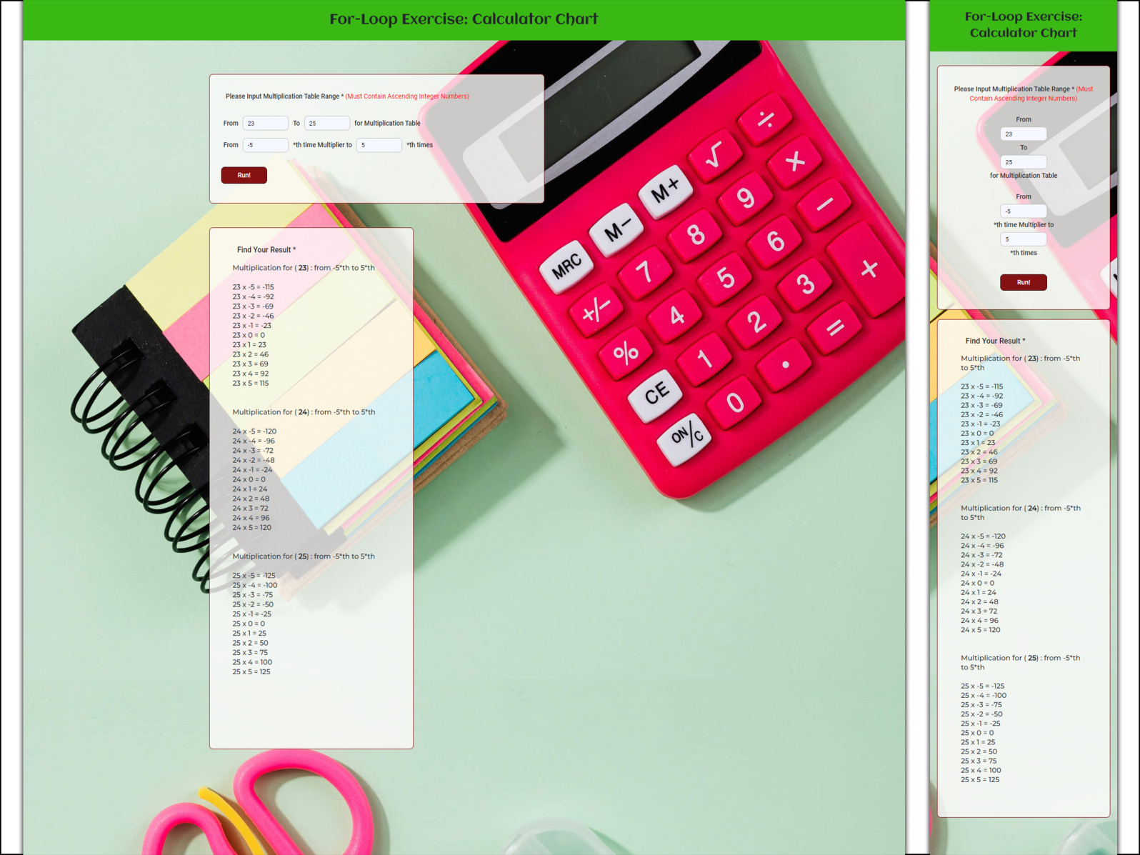 PSD to HTML: JavaScript Multiplication Table by Tariq Jubair on Dribbble