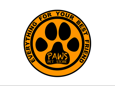 Paws Pet Store Logo graphic design logo logo design vector