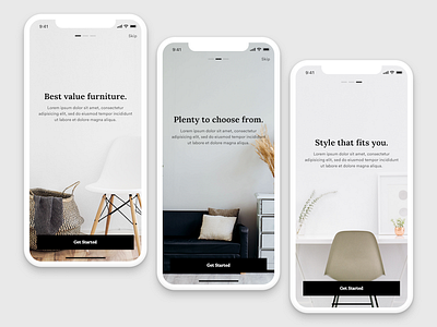 Simple Onboarding app furniture ios iphone x onboarding simple