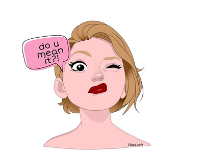 Sticker "do u mean it?!" design emoji girl graphic design illustration sticker telegram