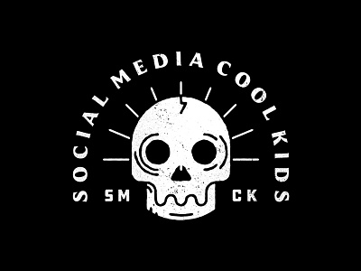 Social Media Cool Kids gang icon identity logo patch rough skull social texture