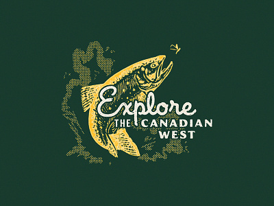Explore the Canadian West adventure canada canadian design explore fish illustration logo texture trout tyopgraphy vintage
