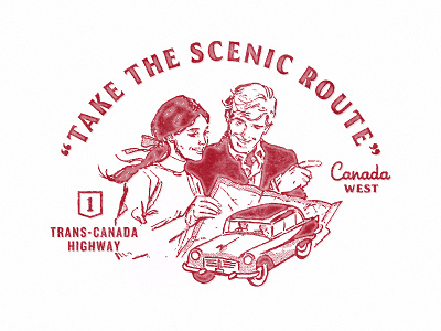 Scenic Route canada car illustration map shirt typography vintage