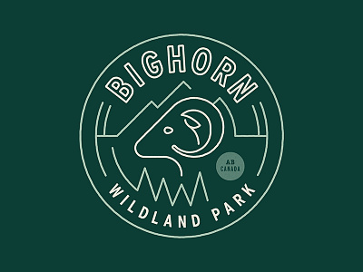 Bighorn Wildland Park alberta badge bighorn canada canadian forest logo mountains sheep typography vintage wordmark