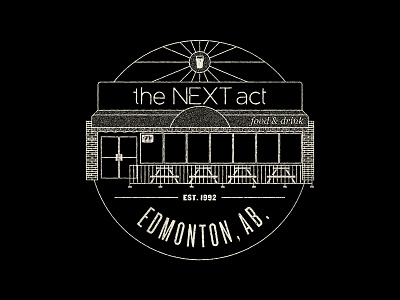the Next Act bar beer building city lines logo animation patio restaurant shirt texture vintage