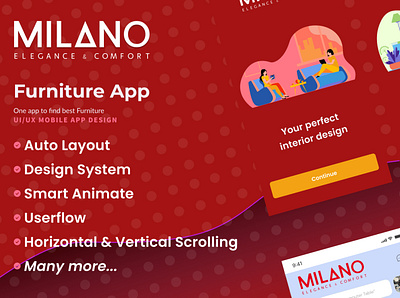 Milano Furniture Mobile App app graphic design logo ui ux vector