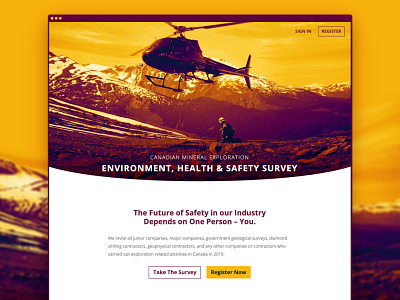 Canadian Mineral Exploration Survey amebc british columbia canada cdda gradient gradient map helicopter landing page mining mining exploration safety survey website website design