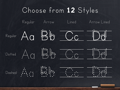 Teaching Print - 12 Styles of Tracing Fonts for Kindergarten custom teaching resources font design font family kids kindergarten kindergarten activities kindergarten ideas kindergarten writing pre-k pre-k writing ideas primary font teachers teachers pay teachers teaching teaching font teaching print teaching print font tpt tracing font typeface