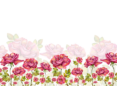 Watercolor coupon. Tea rose, rose hips. decorative design illustration red scarlet rose hip sticker the rose watercolor
