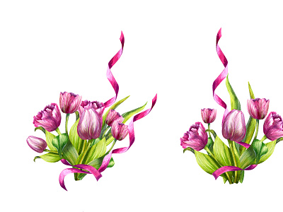 Bouquet of tulips. Watercolor illustration. decoration decorative design illustration tulip