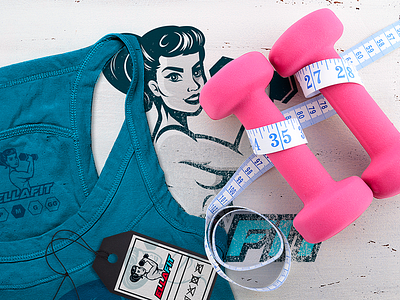 Ellafit demo fitness gym logo pin up rosie riveter