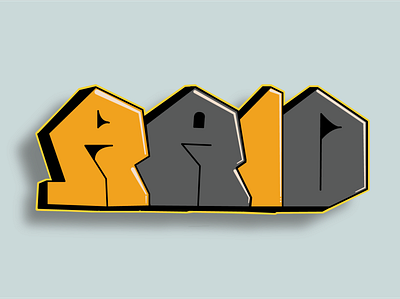 Raid Gold & Black Graffiti Throwie design graffiti illustration typography