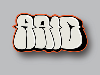 Raid White & Orange Graffiti Throwie design graffiti illustration typography