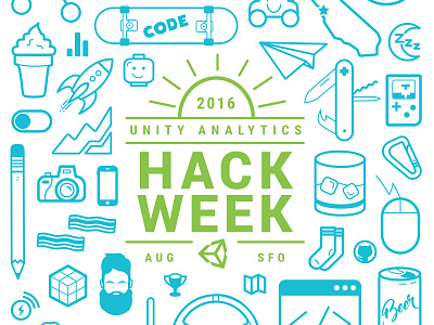 2016 Unity Analytics Hack Week hackweek poster t shirt
