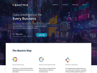 Baotris Landing Page analytics branding data design icon logo sketch typography ui ux vector