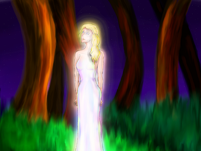 Ethereal Woman in the Woods animation character art character design colorful design digital environment art ethereal floral illustration