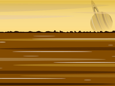 Saturn's Moon Titan adobe illustrator aquaplanet digital art digital illustration graphic design hydrocarbons landscape methane milkyway moon oceanscape saturn saturns rings sci fi art science fiction solar system space colonization space exploration titan vector
