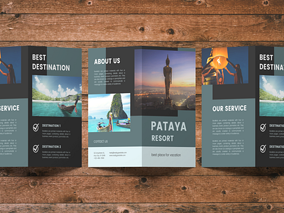 Travel Guide Leaflet adobe illustrator adobe indesign adobe photoshop bifold brochure editorial design graphic design leaflet mockup pataya print design thailand tourism travel