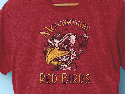 Mockup Redbird T Shirt Mockup Rev3.5 Redshirt apparel hand drawn montgomery brewing orbital visual llc t shirt art tim tourtillotte