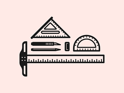 Tools Of Precision icon illustrate illustration knife measure pencil precision tools
