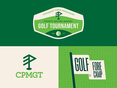 Cpm Golf Tournament badge camp flag golf holeinone illustration lockup pattern tournament type