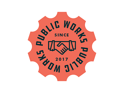 Public Works Concept branding collaborate concept handshake industrial logo logotype mark public type works