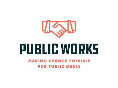 Public Works Concept concept hand handshake illustration industrial lockup logo logotype mark public type works