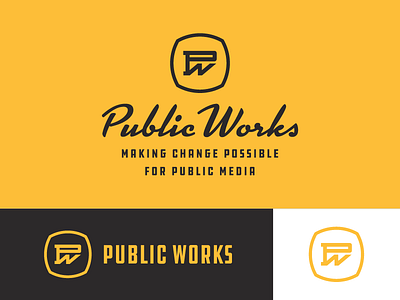 Public Works Concept concept hand handshake illustration industrial lockup logo logotype mark public type works