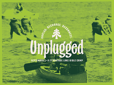 Unplugged camp camping canoe halftone lake lockup nature outdoors retro tree unplug unplugged