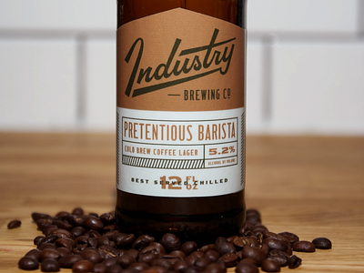 Industry Brewing Co. barista beer bottle brand branding brewery coffee lockup logo packaging script type