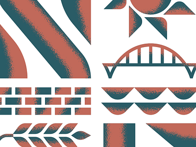 Shapes of NE beer brewery brick bridge geometric illustration mpls ne poster screen print sun texture