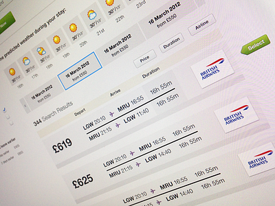 Flight Search Concept with weather