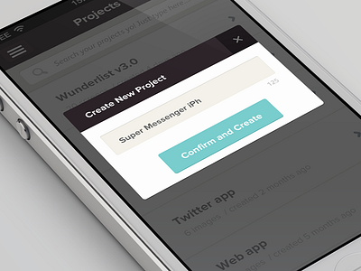 Create New Project Modal app button create flat form iphone 5 iphone app list minimal modal popover retina search