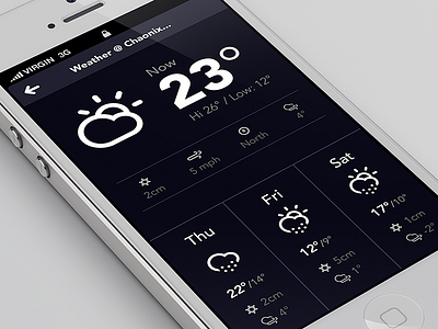 Weather bit in the app app climacons dark flat infographic iphone iphone app minimal stats ui weather weather app