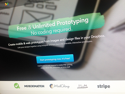 Create Prototypes Using Dropbox - For Free create account homepage landing page prototype ui web