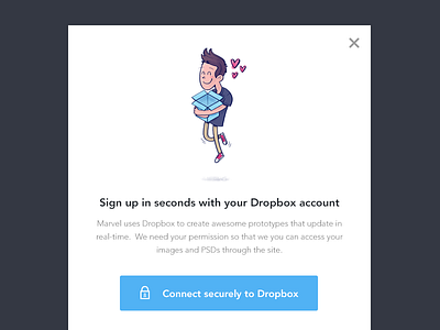 Sign up with Dropbox modal connect dropbox modal sign up ui web