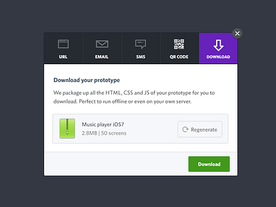 Marvel modal with Whitney download email icons modal popup qr sms ui zip