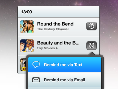 Mobile Web TV guide buttons iphone mobile web popover safari ui