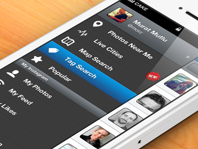 iPhone app sidebar menu