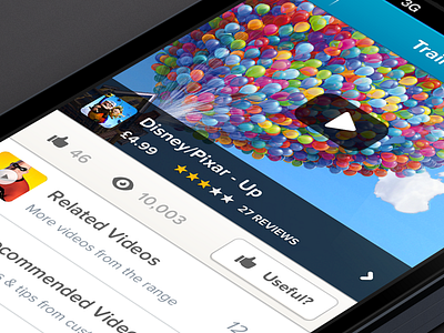 iPhone - view video trailer ios iphone iphone 5 iphone app like list play preview retina thumbnail ui ux video vote
