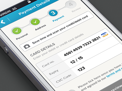 Mobile Checkout - Card Payment Screen