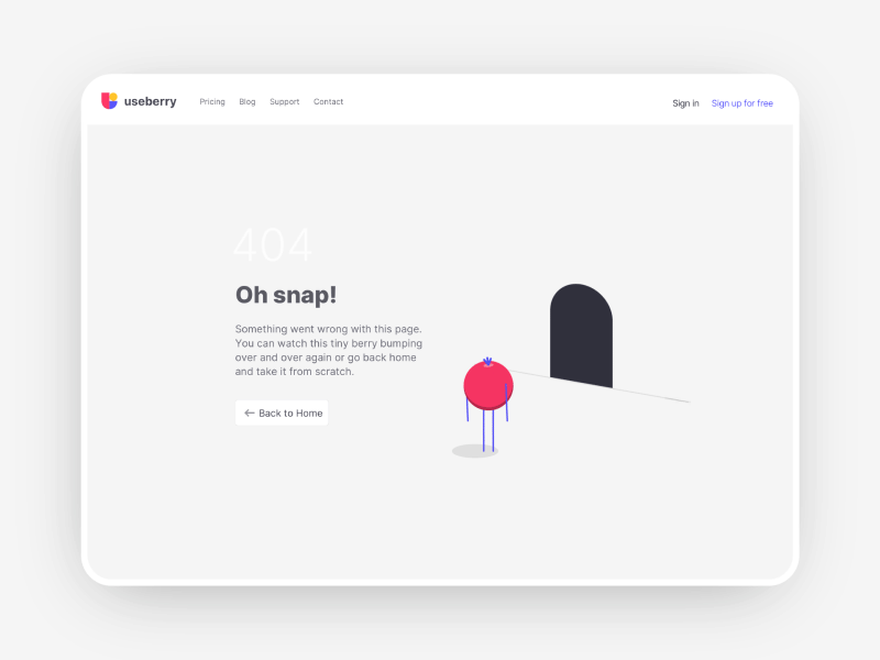 Useberry | 404 Page 404 404 error page 404page animation animation after effects behance error 404 error page illustration uidesign uxdesign web design webdesigner website website design