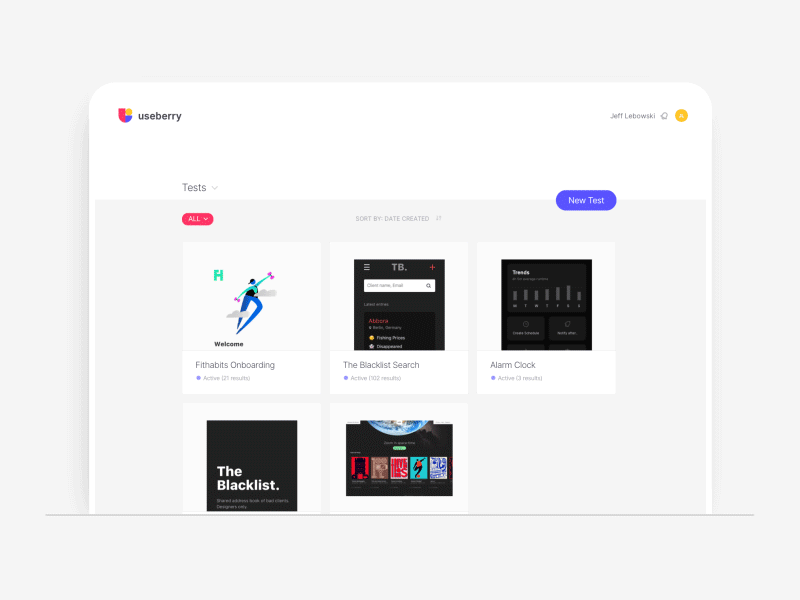 Useberry | User Dashboard behance daily ui dashboard dashboard design dashboard ui design gui prototype testing ui ui ux ui ux design user testing ux