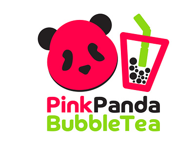 Pink Panda Bubble Tea design graphic design illustration logo vector